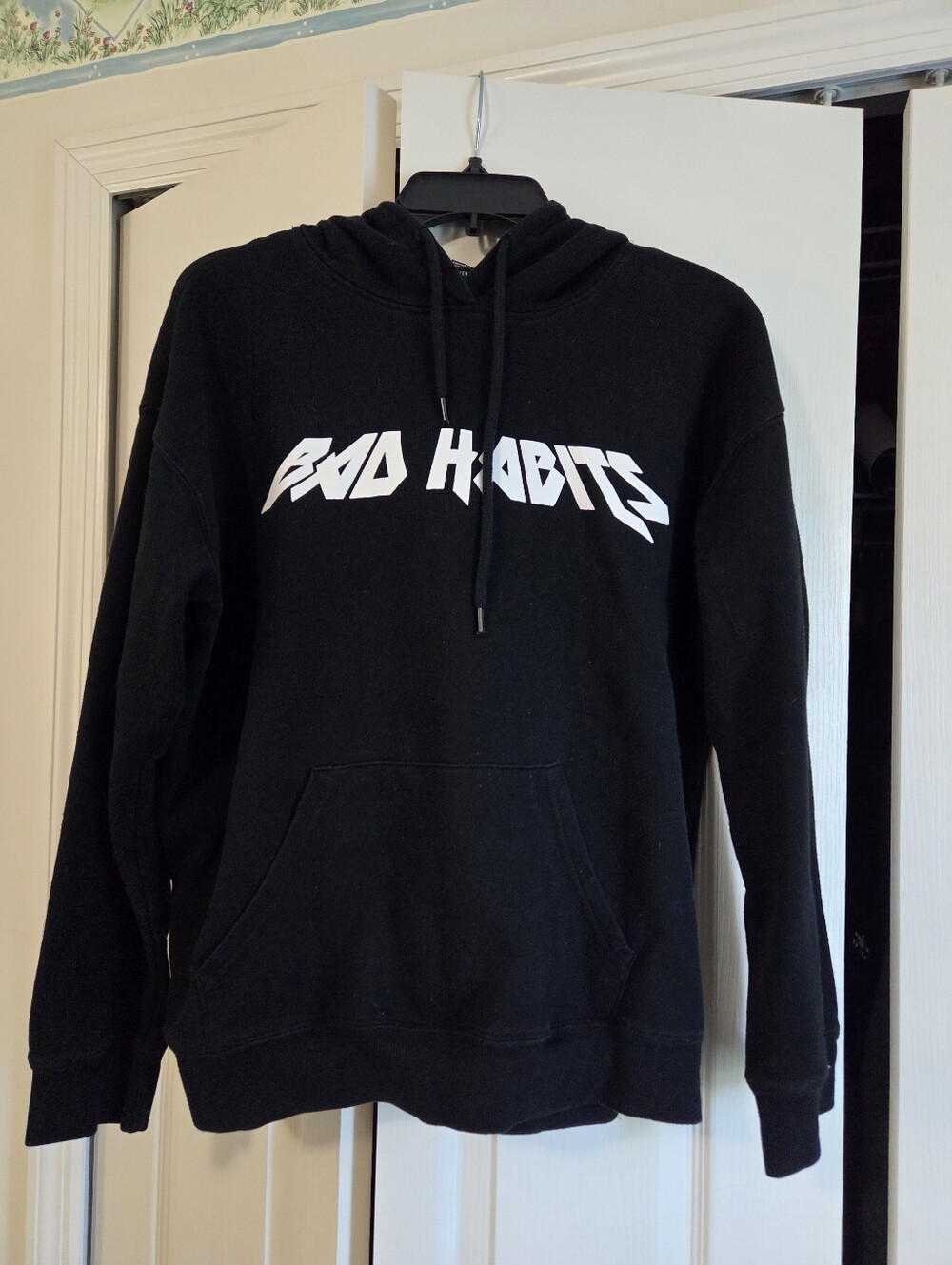 Black Hoodie with White 'Bad Habits' Graphic